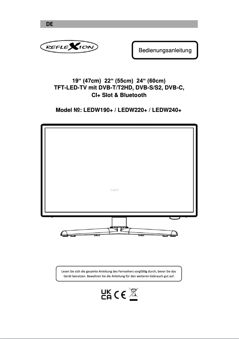 Page 1 de la notice Manuel utilisateur Reflexion LEDW190