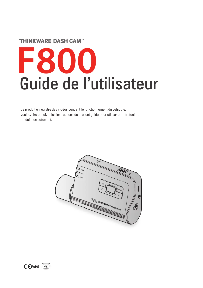 Image de la première page du manuel de l'appareil F800