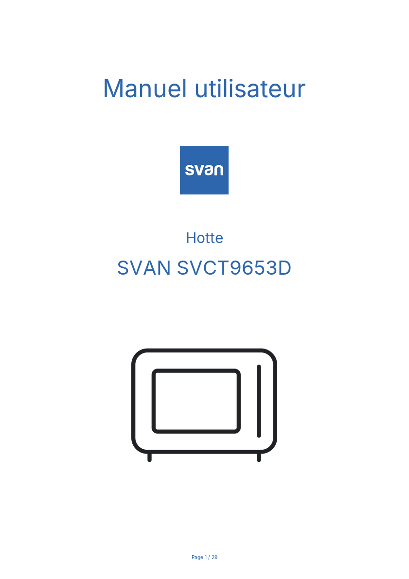 Page n°1 - Manuel utilisateur SVAN SVCT9653D
