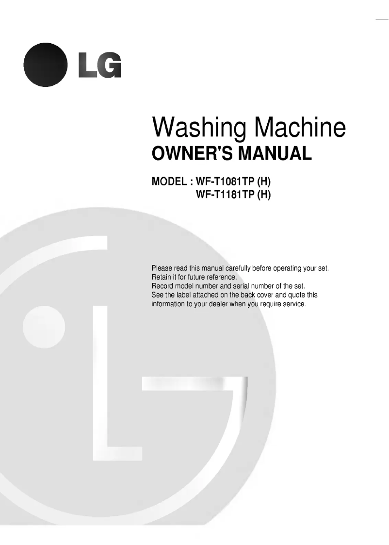 Page 1 de la notice Manuel utilisateur LG WT-R1174TP