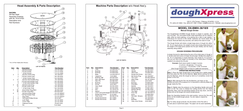 Page 1 de la notice Manuel utilisateur DoughXpress DX-BMIH-18/9