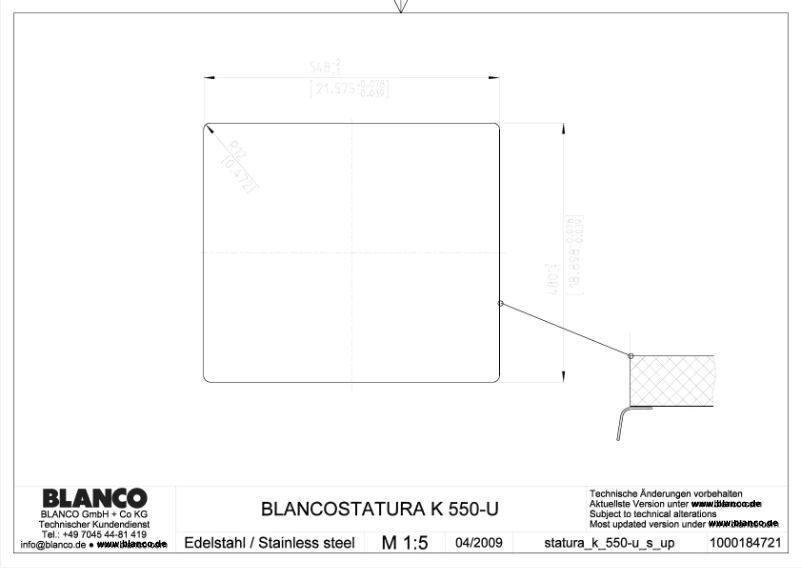 Page n°1 - Manuel utilisateur BLANCO STATURA K 550-U