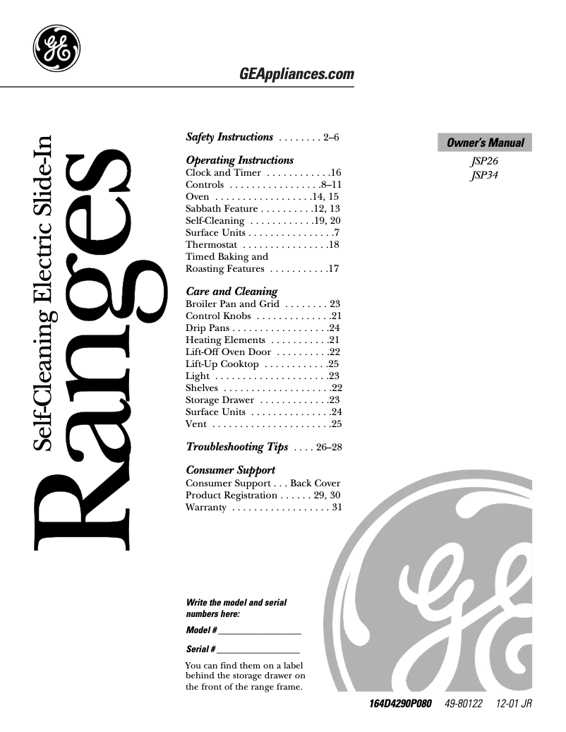 Image de la première page du manuel de l'appareil JSP34BDBB