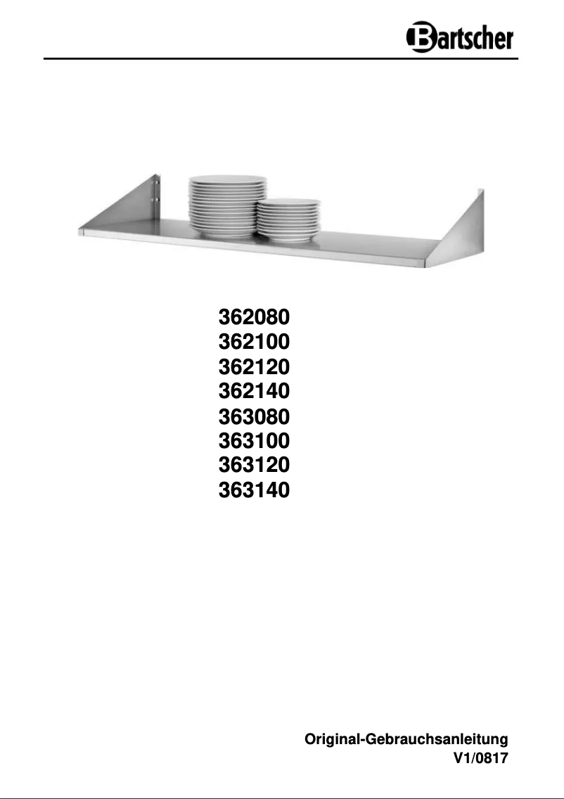 Page 1 de la notice Manuel utilisateur Bartscher 363080