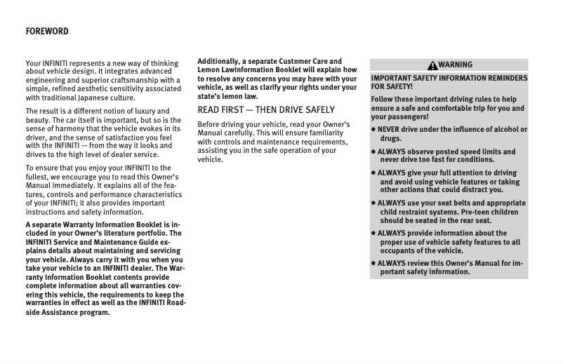Page 1 de la notice Manuel utilisateur Infiniti M45 (2008)