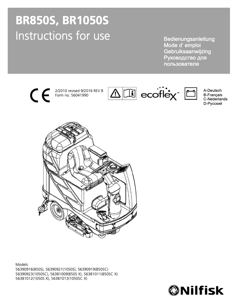Page n°1 - Manuel utilisateur Nilfisk BR850
