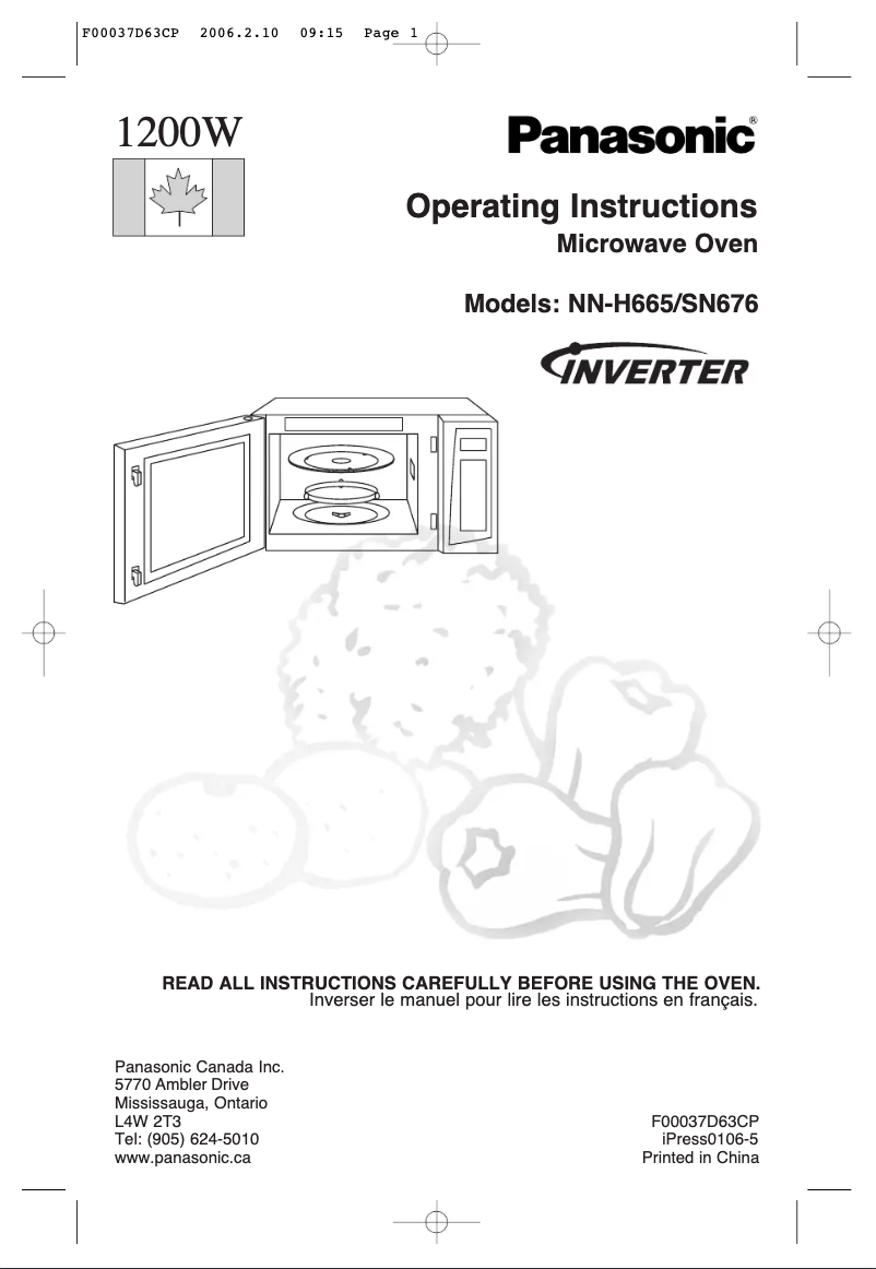 Page 1 de la notice Manuel utilisateur Panasonic NN-SN676