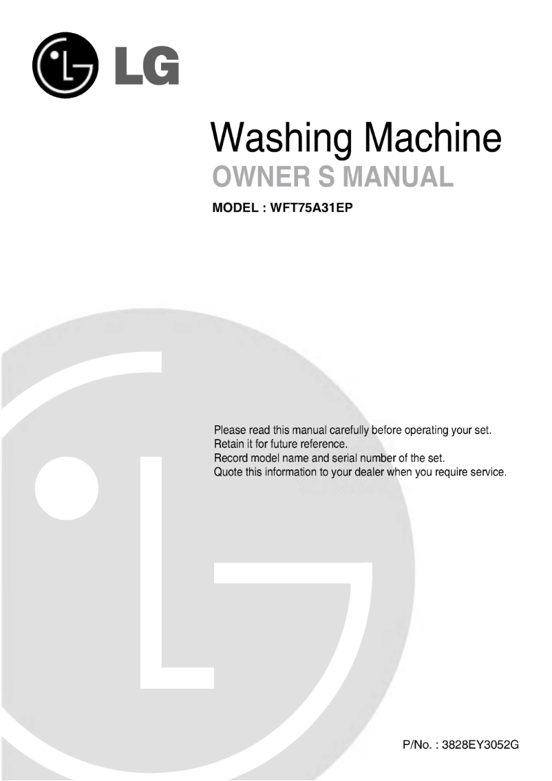 Page n°1 - Manuel utilisateur LG WFT75A31EP
