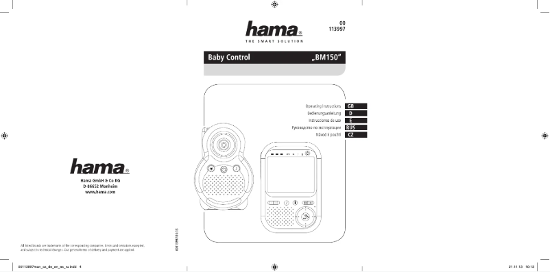 Page n°1 - Manuel utilisateur Hama BM150