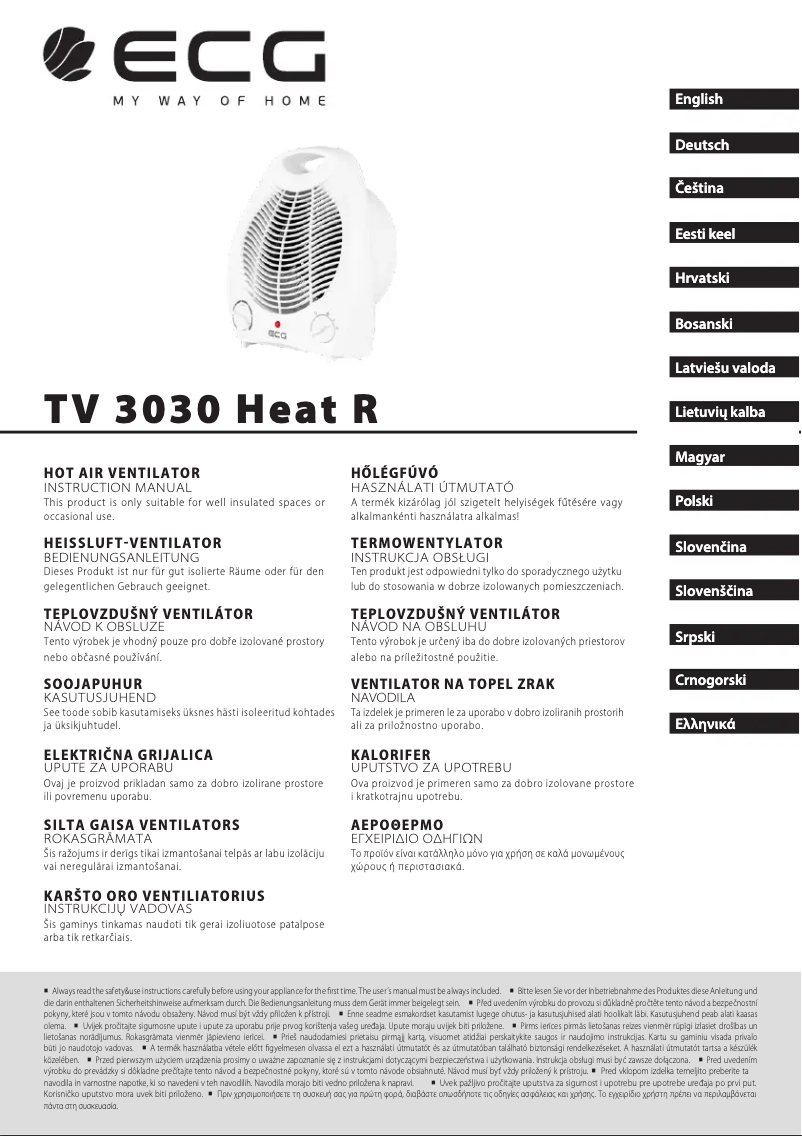Page n°1 - Manuel utilisateur ECG TV 3030 Heat R