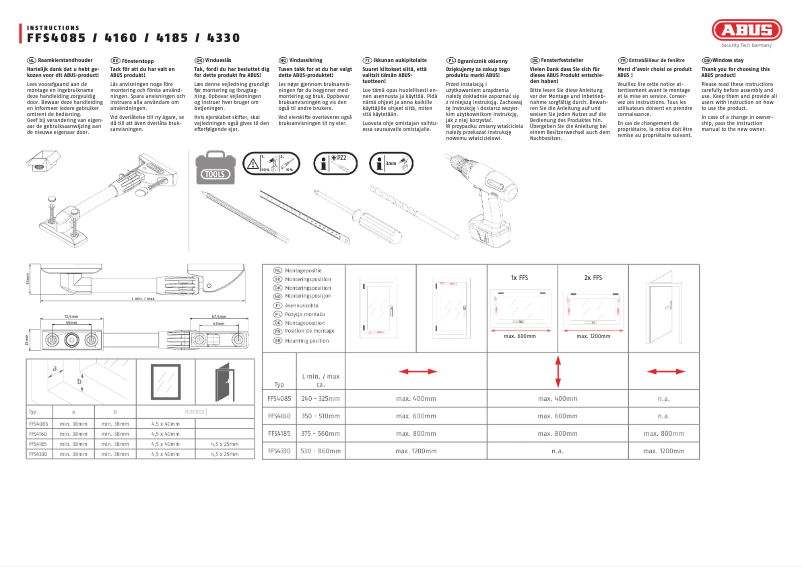 Page 1 de la notice Manuel utilisateur Abus FFS4085