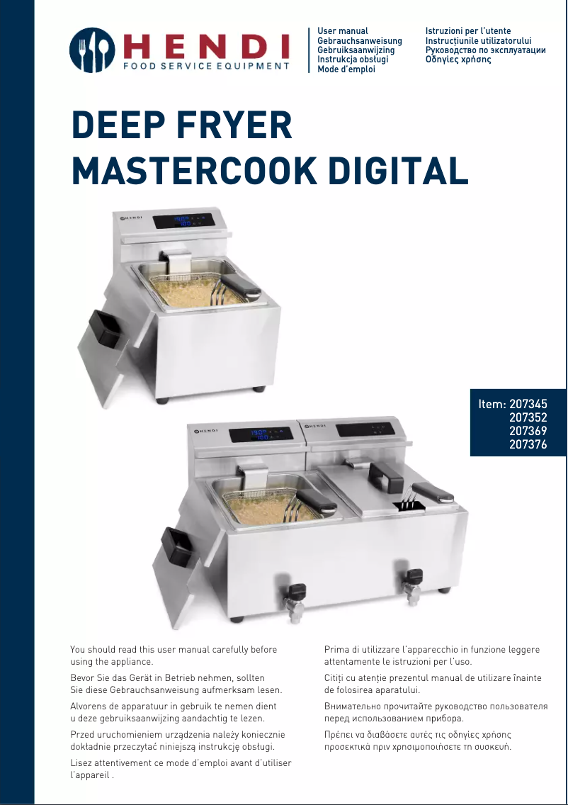 Page 1 de la notice Manuel utilisateur Hendi Mastercook Digital 207352