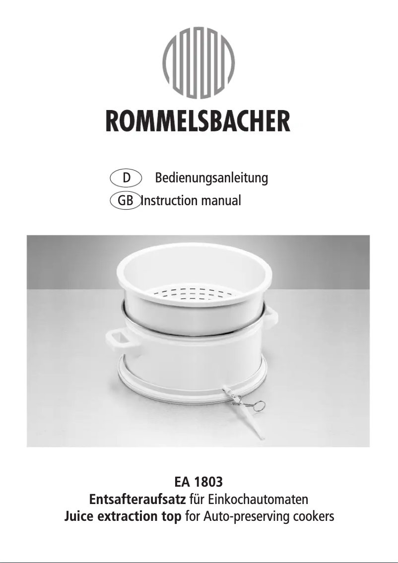 Page n°1 - Manuel utilisateur Rommelsbacher EA 1803