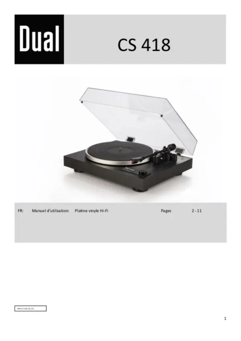 Page n°1 - Manuel utilisateur Dual CS 418