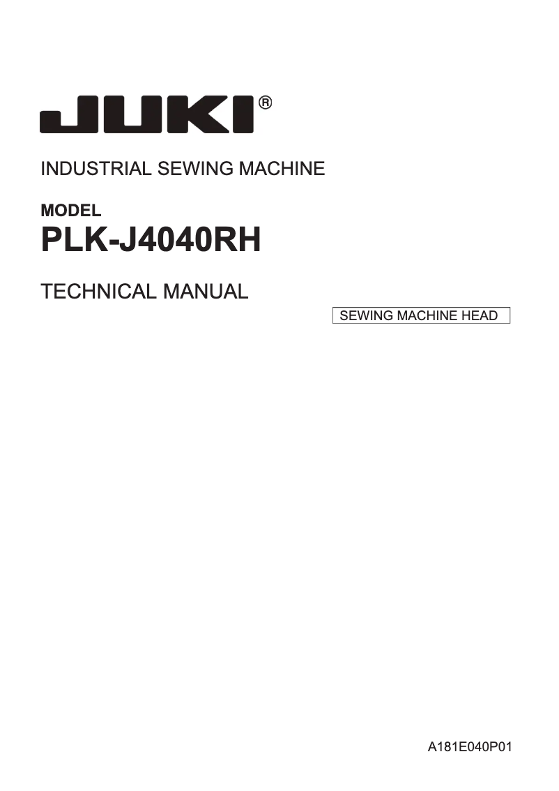 Page n°1 - Guide d'installation Juki PLK-J4040