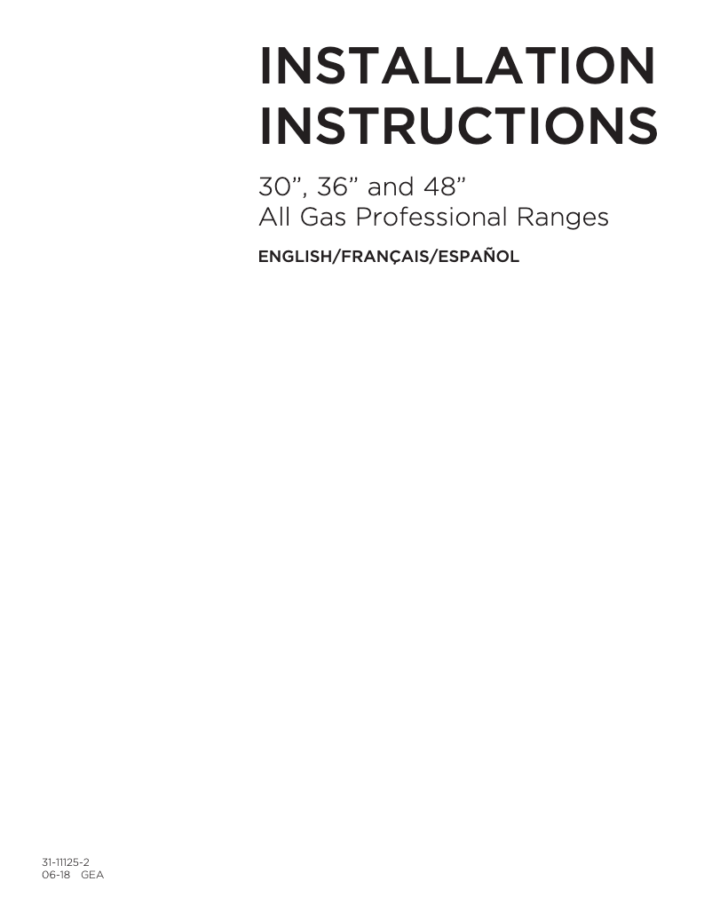 Page 1 de la notice Guide d'installation Monogram ZGP366NN