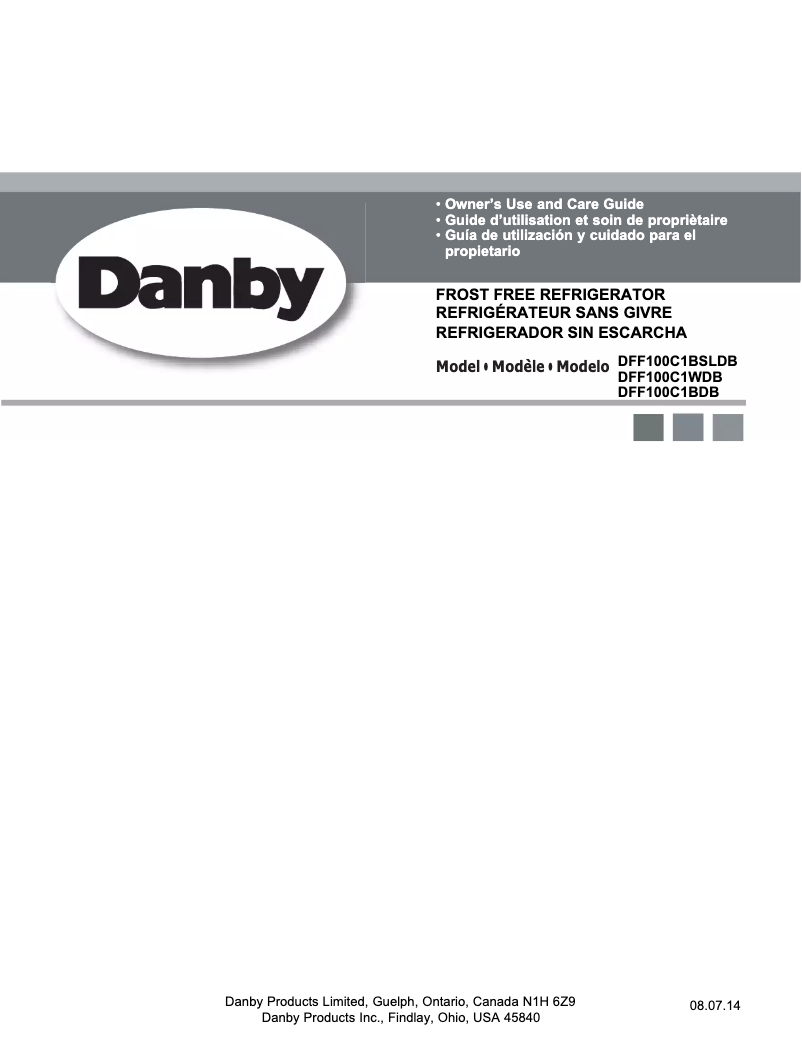 Page 1 de la notice Manuel utilisateur Danby DFF100C1BSLDB