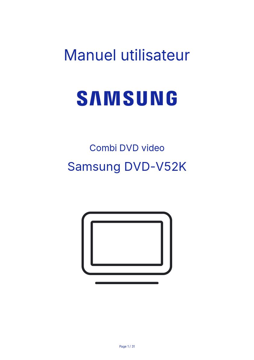 Image de la première page du manuel de l'appareil DVD-V52K