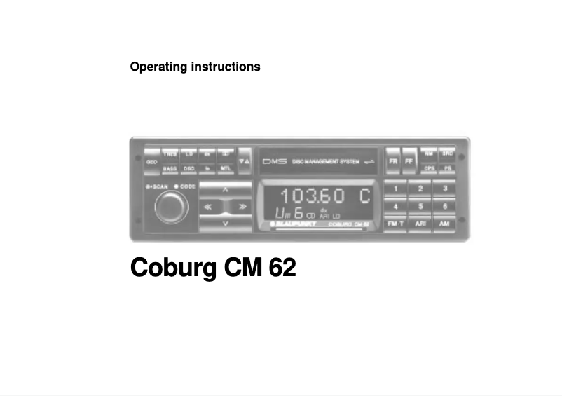Page 1 de la notice Manuel utilisateur Blaupunkt Coburg CM62