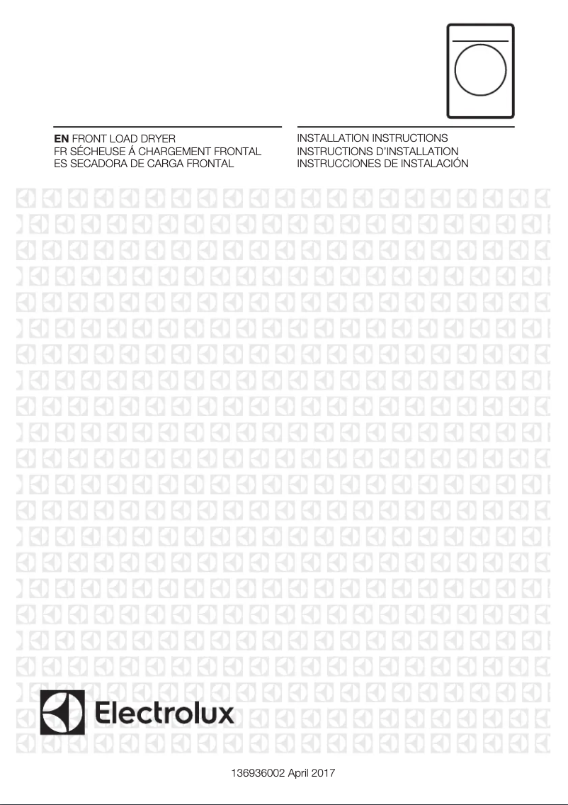 Page 1 de la notice Guide d'installation Electrolux EFDE210TIS