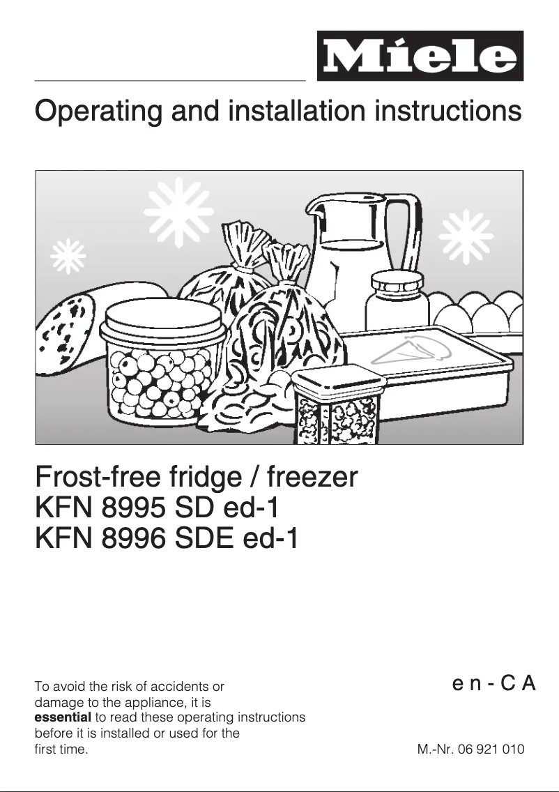 Page 1 de la notice Manuel utilisateur Miele KFN 8995 SEed