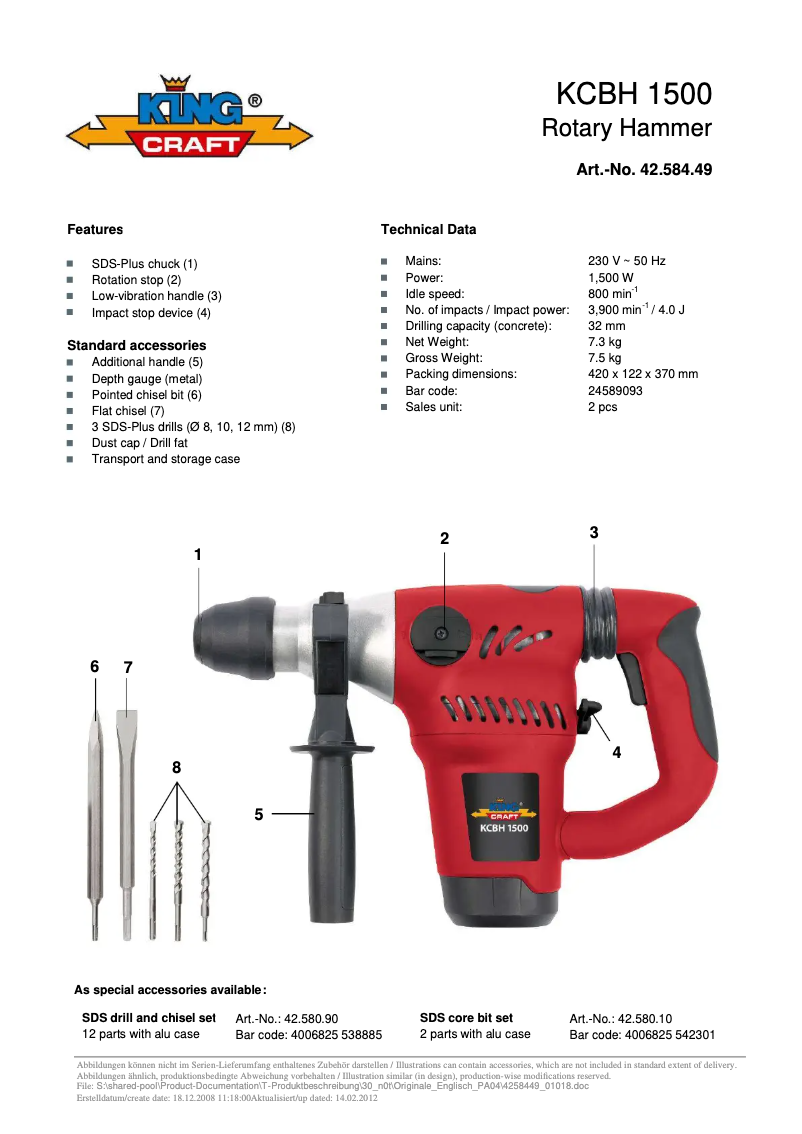 Image de la première page du manuel de l'appareil KCBH 1500