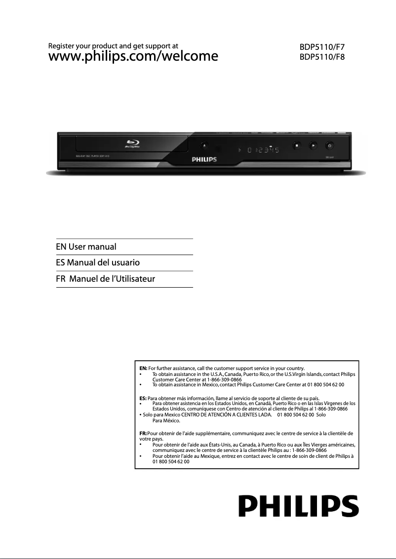 Page n°1 - Manuel utilisateur Philips BDP5110