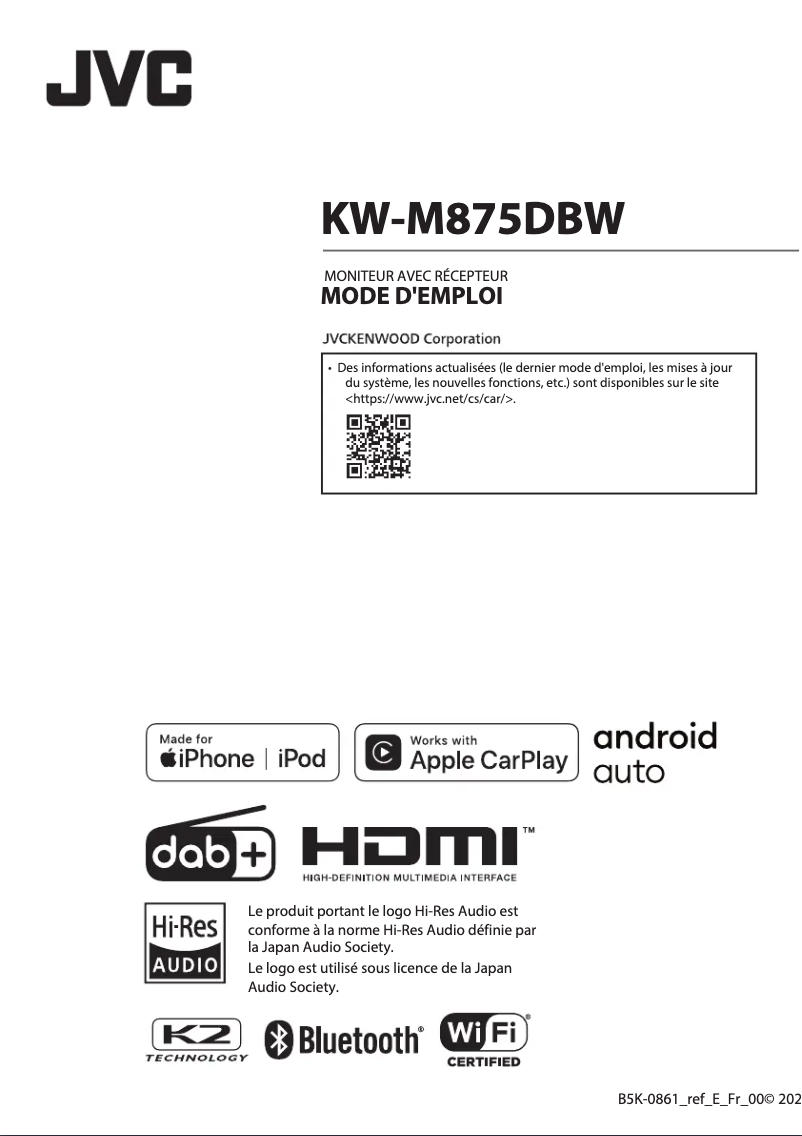 Image de la première page du manuel de l'appareil KW-M875DBW