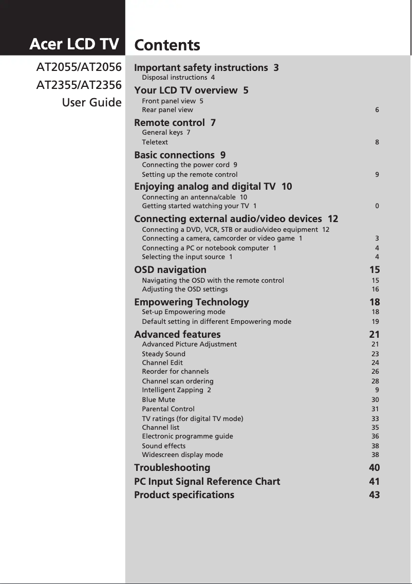 Página 1 del manual Manual de usuario Acer AT2355