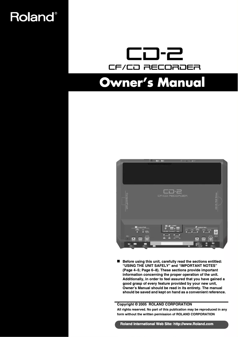 Image de la première page du manuel de l'appareil CD-2