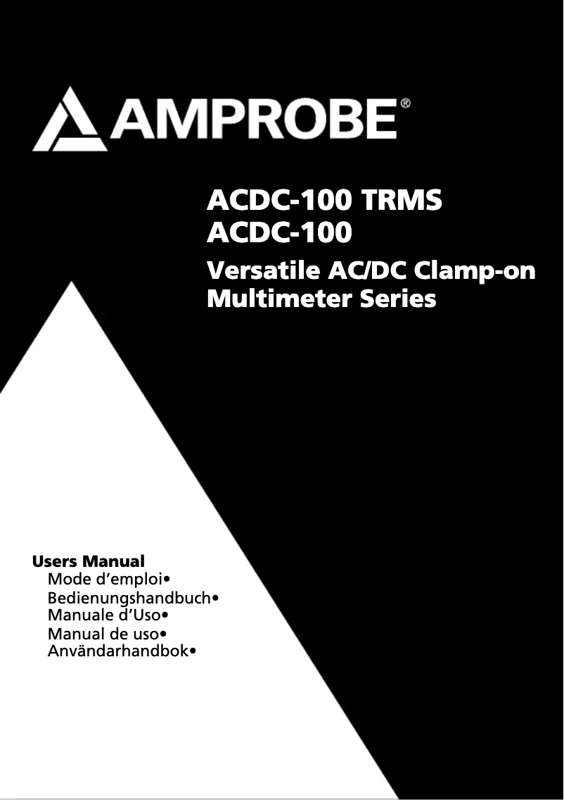 Page 1 de la notice Manuel utilisateur Amprobe ACDC-100-TRMS
