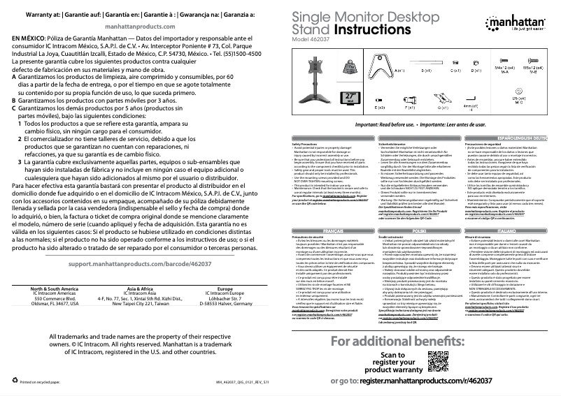 Page 1 de la notice Manuel utilisateur Manhattan 462037