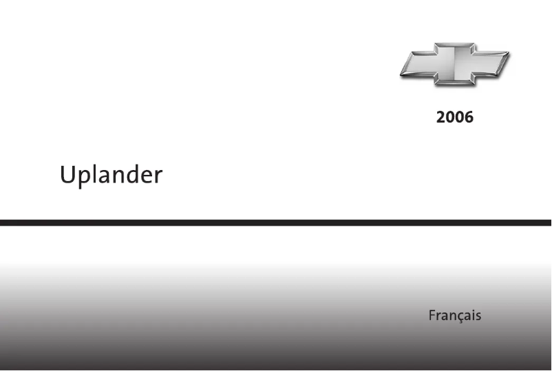 Image de la première page du manuel de l'appareil Uplander (2006)