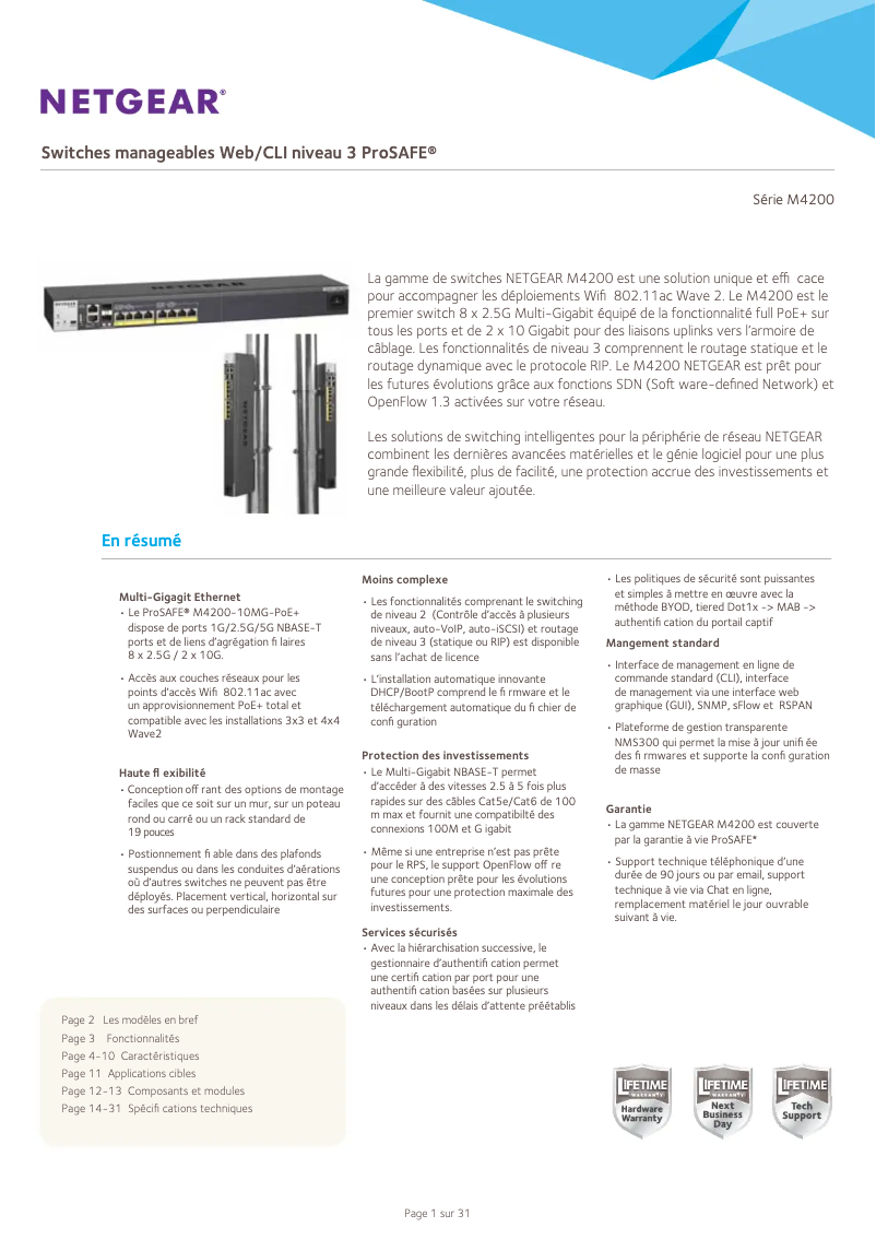 Page n°1 - Fiche technique Netgear ProSafe M4200