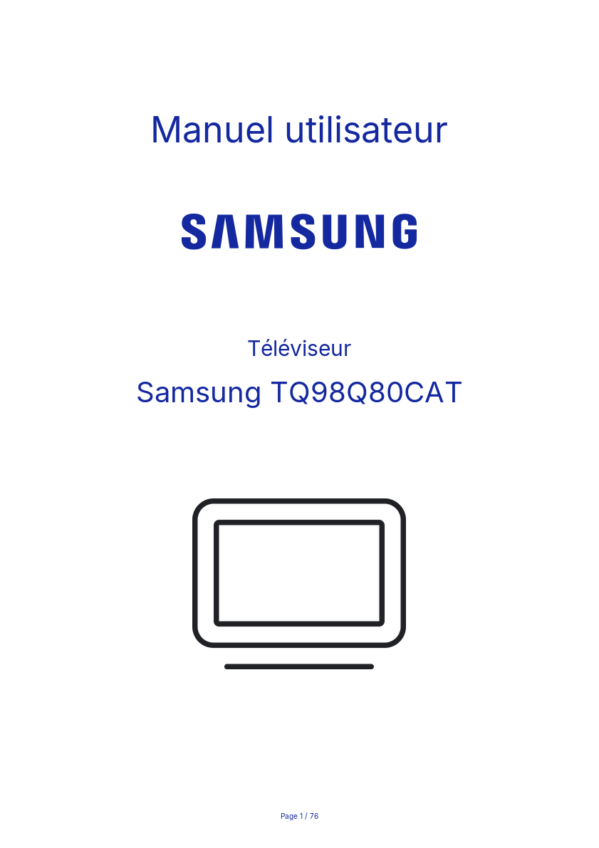 Page n°1 - Manuel utilisateur Samsung TQ98Q80CAT