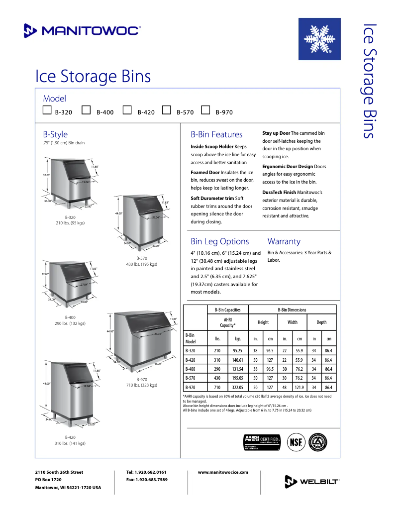 Page n°1 - Manuel utilisateur Manitowoc B-420