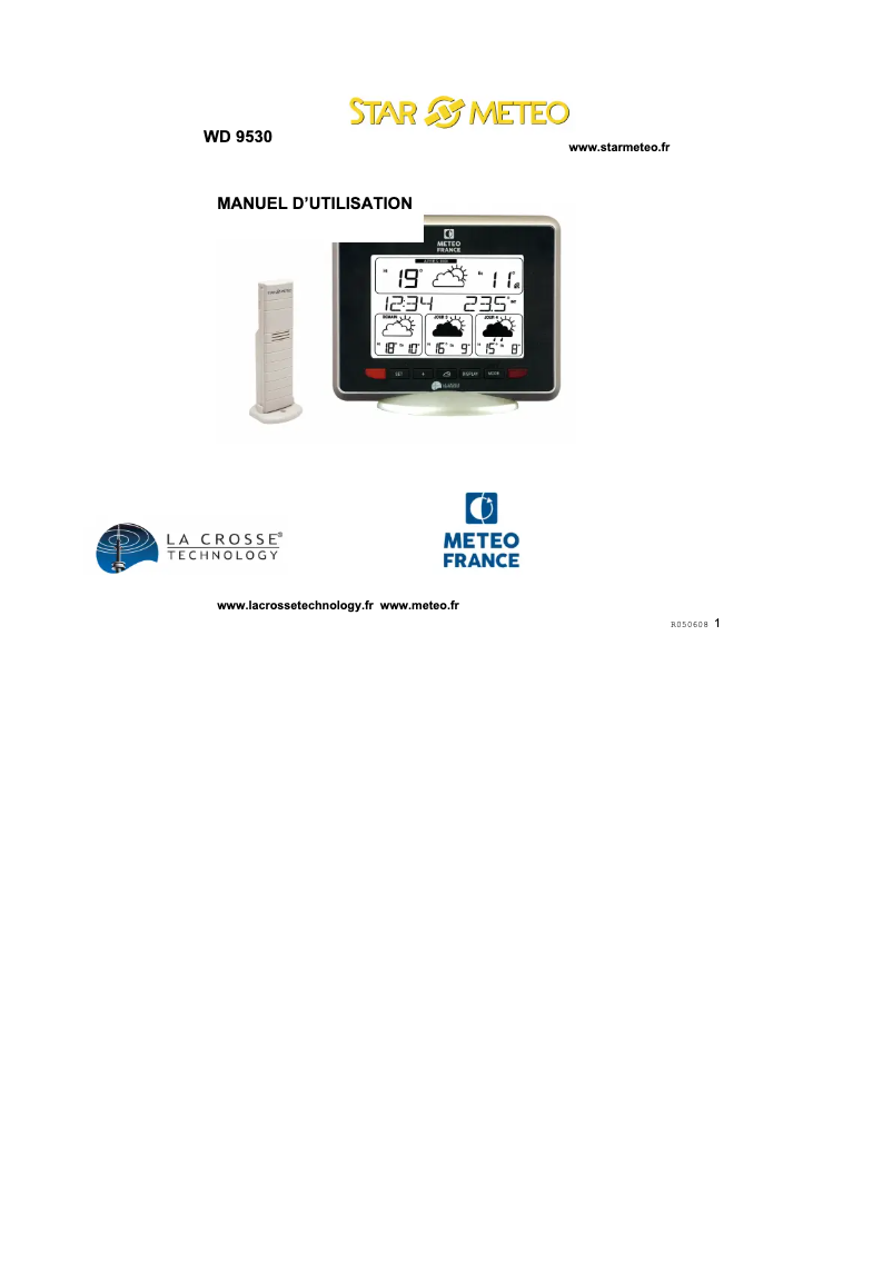 Page n°1 - Manuel utilisateur La Crosse Technology WD9530