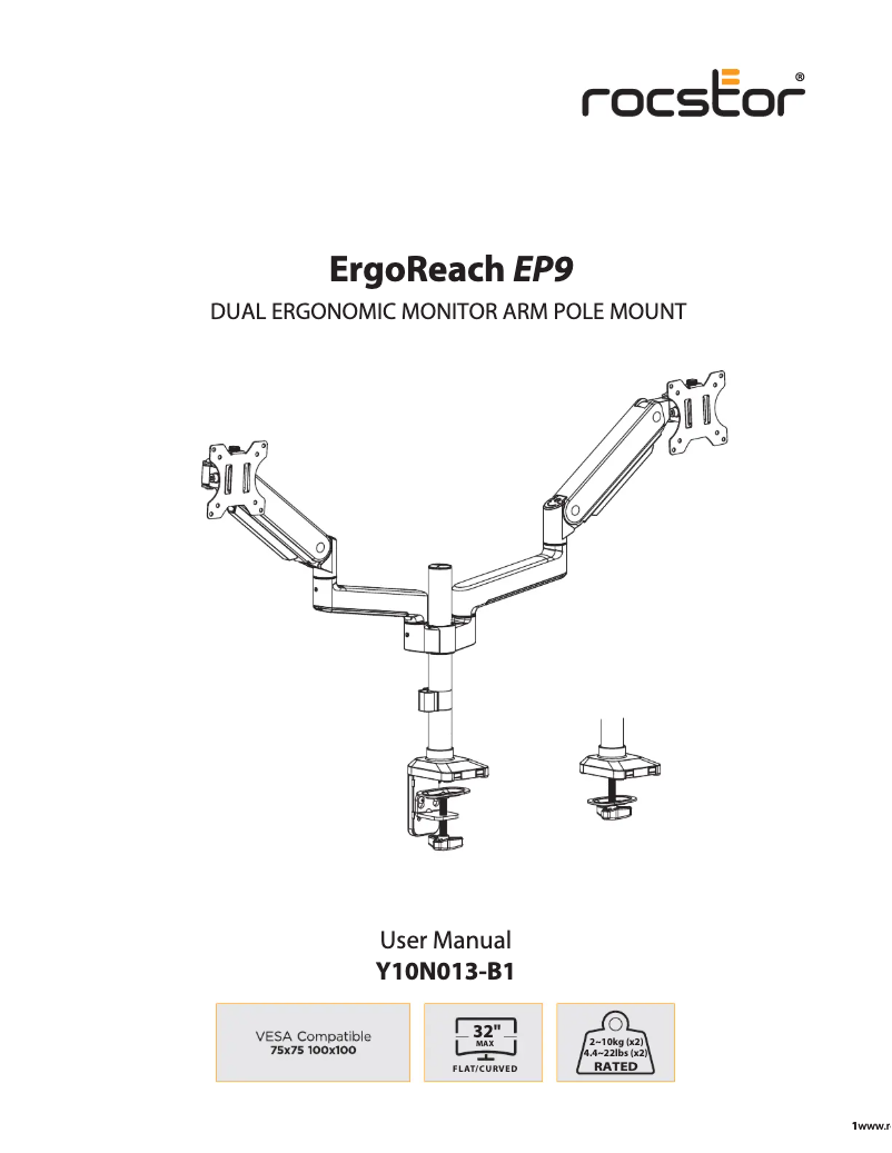 Página 1 del manual Manual de usuario Rocstor ErgoReach EP9