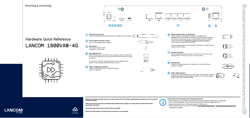 Page 1 de la notice Manuel utilisateur Lancom 1800VAW-4G