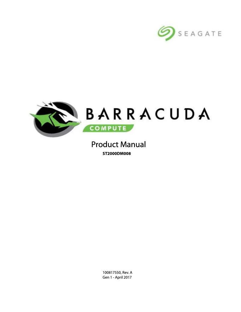 Page 1 de la notice Manuel utilisateur Seagate Barracuda ST2000DM008