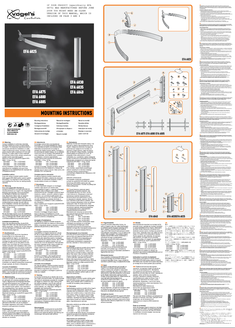 Página 1 del manual Manual de usuario Vogel's EFA 6885
