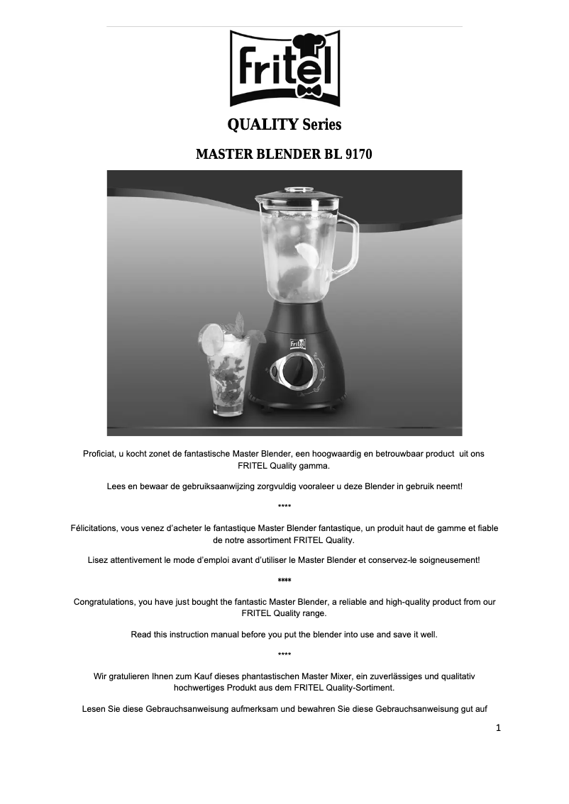 Página 1 del manual Manual de usuario Fritel BL 9170