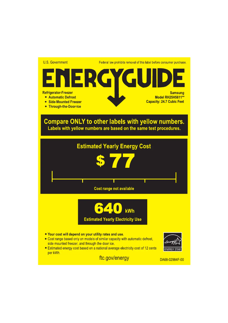 Página 1 del manual Etiqueta energética Samsung RH25H5611