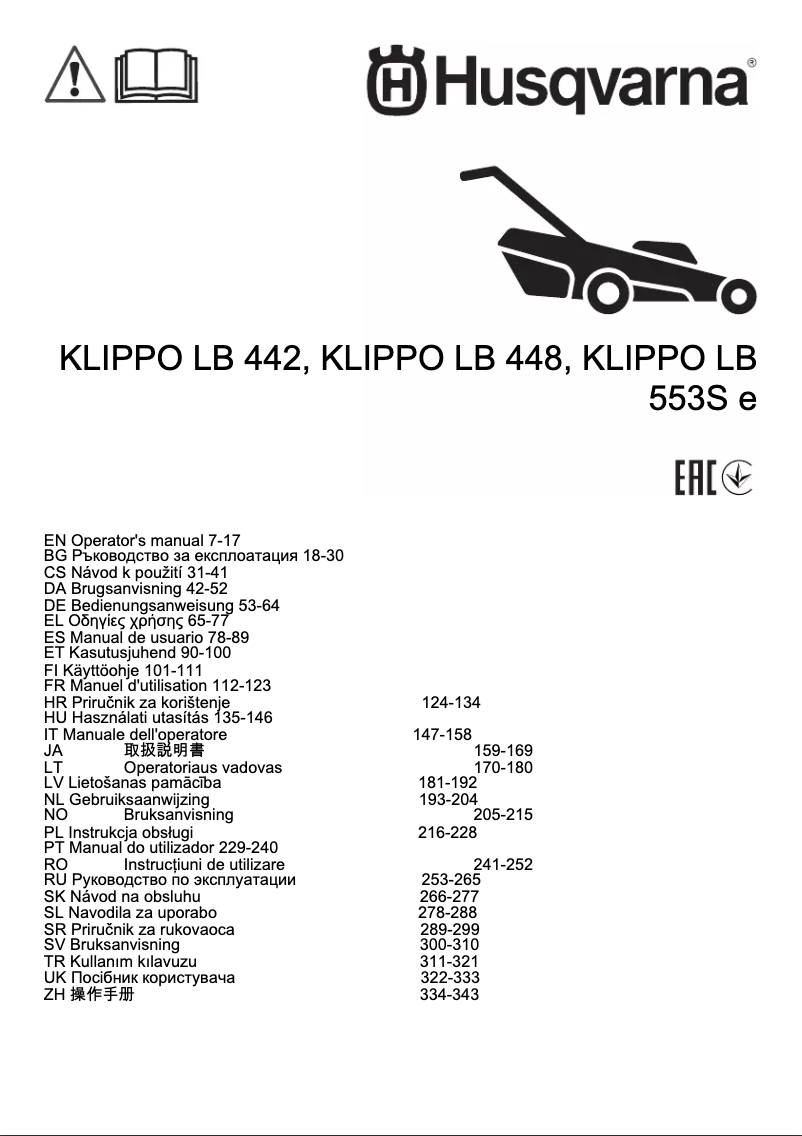 Page n°1 - Manuel utilisateur Husqvarna LB 553S
