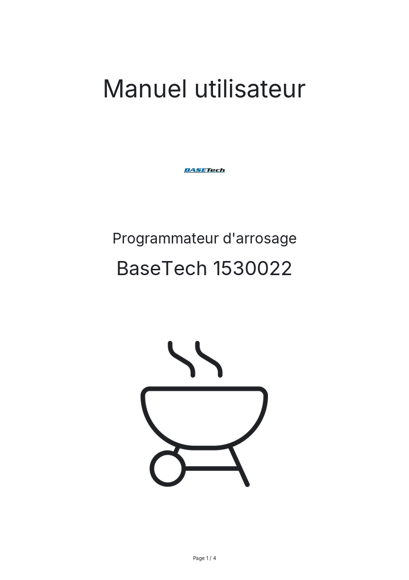 Page n°1 - Manuel utilisateur BaseTech 1530022