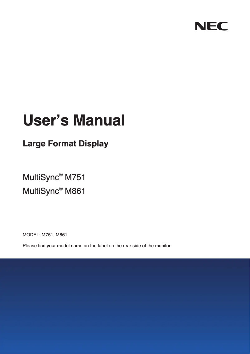 Page 1 de la notice Manuel utilisateur Sharp MultiSync M751