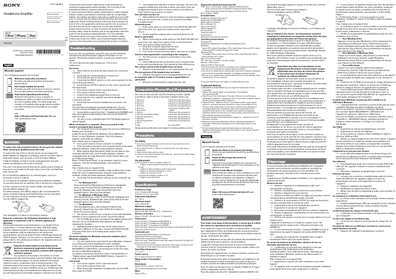 Página 1 del manual Manual de usuario Sony PHA-3AC