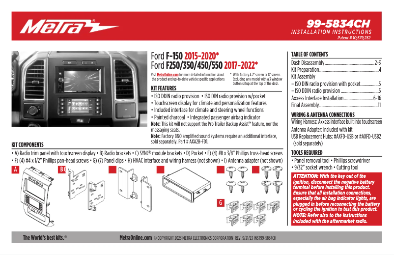 Page n°1 - Manuel utilisateur AXESS 99-5834CH