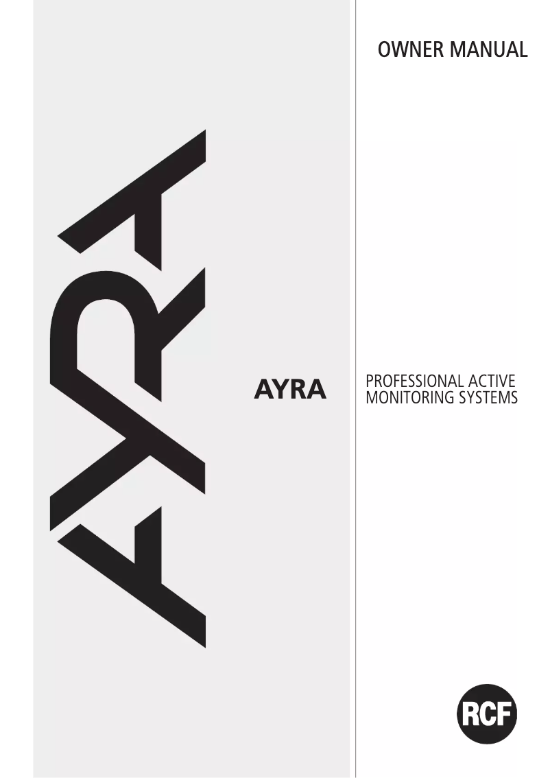 Page 1 of the manual User Manual RCF AYRA 8