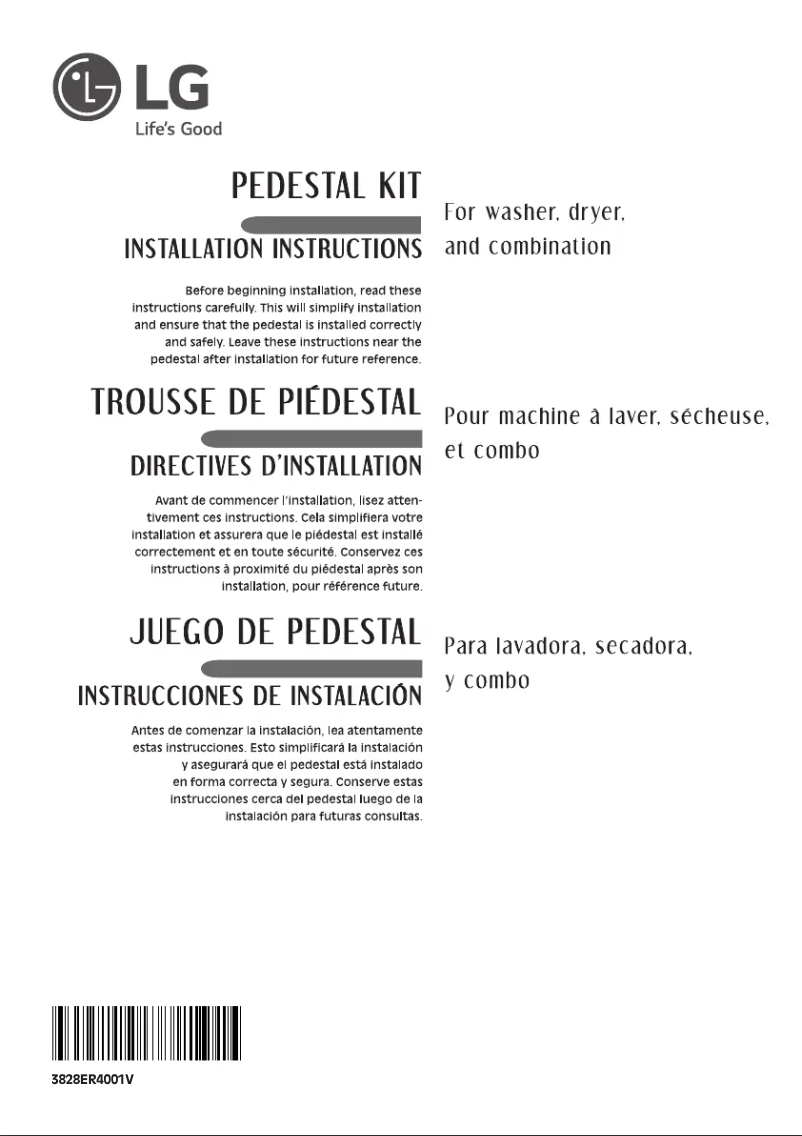 Page 1 de la notice Guide d'installation LG WDP4B